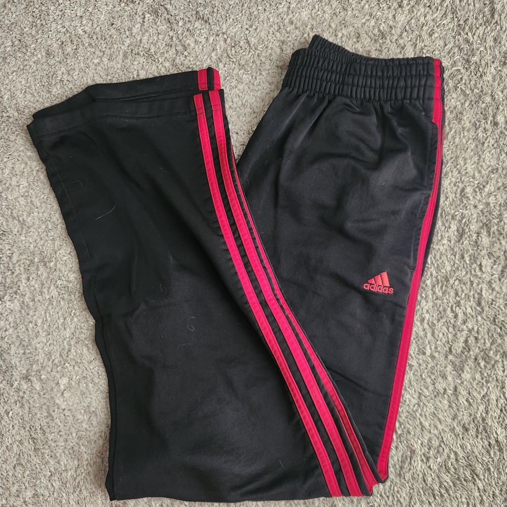 Adidas Black Joggers with Red Stripes